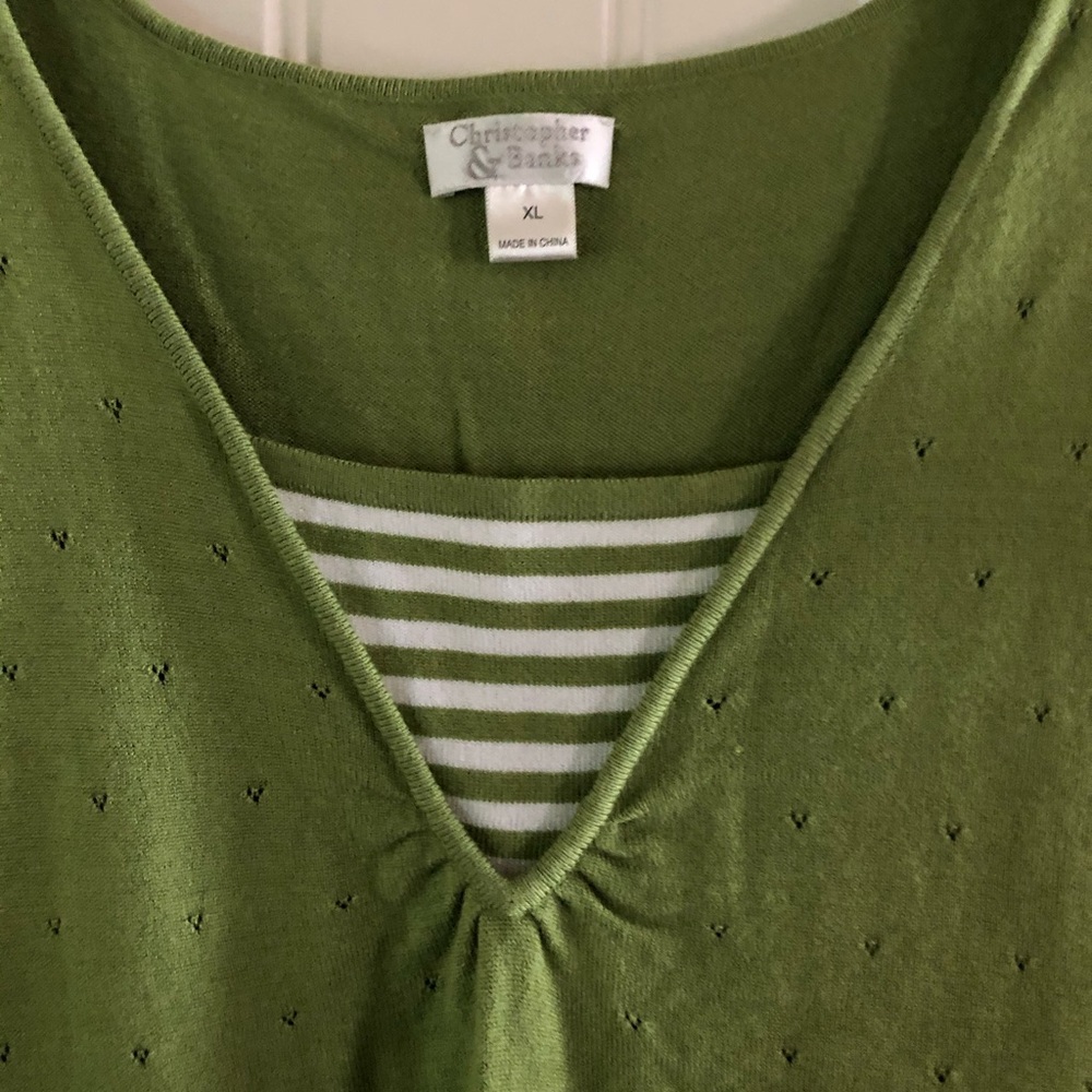 NWOT-Christopher & Banks Short Sleeve Green Top - Picture 2 of 8